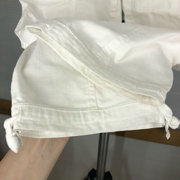 Eileen‎ FISHER White Cotton Cargo Capri Crop Pants Sz 4 - Picture 6 of 7